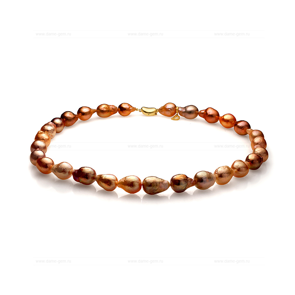 Ожерелье из шоколадного барочного речного жемчуга 11-12 мм. Качество жемчуга наивысшее ААА. Артикул 8284