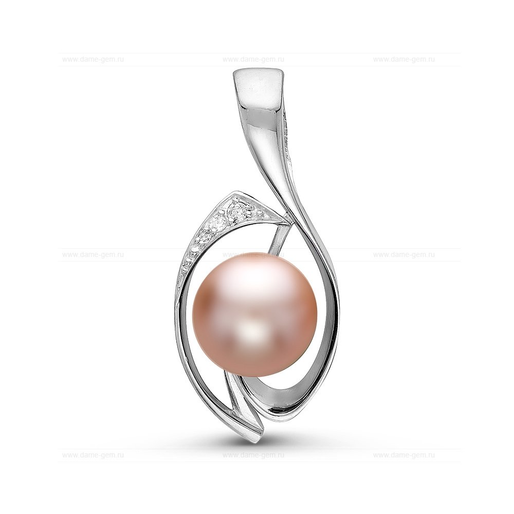 Кулон из серебра с розовой речной жемчужиной 8,5-9 мм. Артикул 10938 Кулон из серебра с розовой речной жемчужиной 8,5-9 мм. Артикул 10938