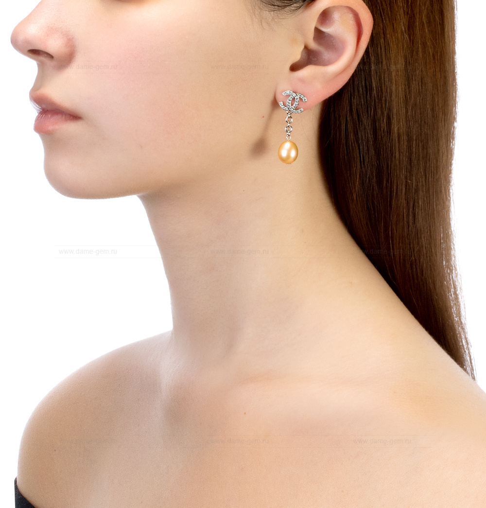 Серьги из серебра с розовыми жемчужинами 10-11 мм. Артикул 11506 Серьги из серебра с розовыми жемчужинами 10-11 мм. Артикул 11506