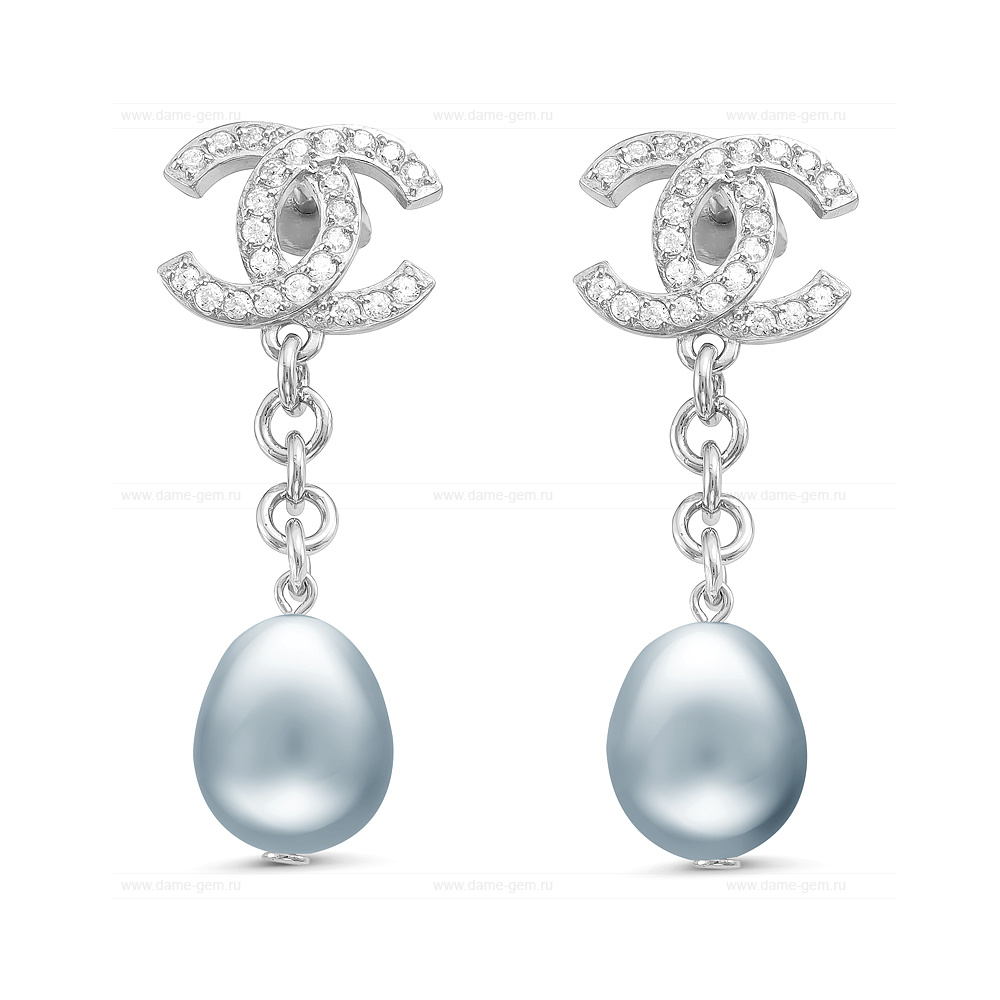 Серьги из серебра с серыми жемчужинами в форме капля 10-11 мм. Артикул 11258 Серьги из серебра с серыми жемчужинами в форме капля 10-11 мм. Артикул 11258
