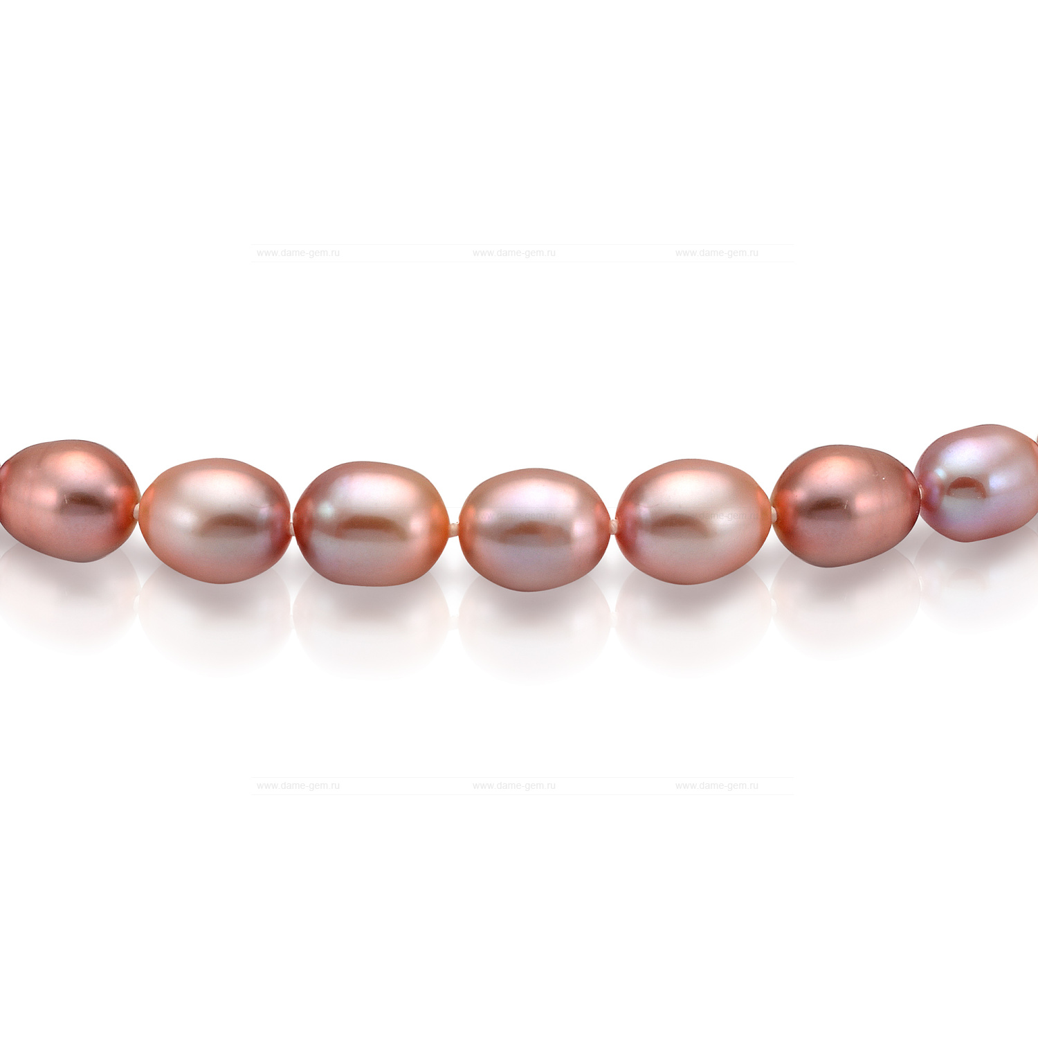 Ожерелье из лавандового рисообразного речного жемчуга 7,5-8 мм. Качество жемчуга наивысшее ААА. Артикул 7626