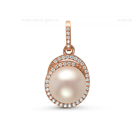 Кулон из серебра с белой жемчужиной 9,5-10 мм. Артикул 11380 Кулон из серебра с белой жемчужиной 9,5-10 мм. Артикул 11380