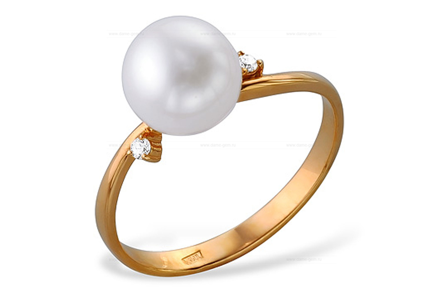 Кольцо из серебра 925 пробы с белой речной жемчужиной 7-7,5 мм. Артикул 10116