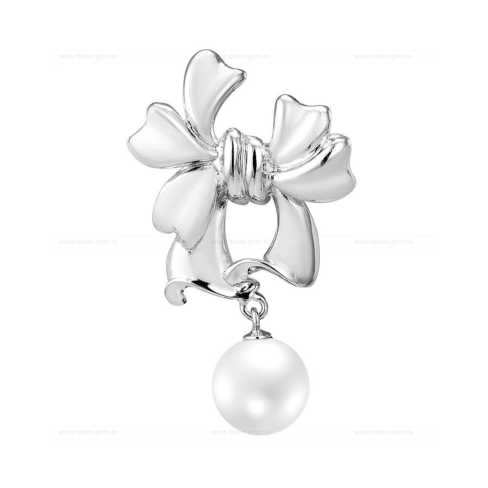 Брошь из серебра с морской Австралийской жемчужиной 10,6-10,9 мм. Артикул 10753 Брошь из серебра с морской Австралийской жемчужиной 10,6-10,9 мм. Артикул 10753