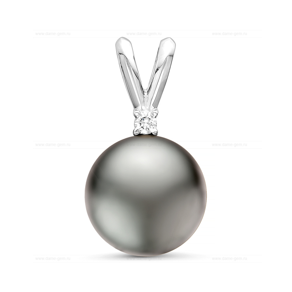 Кулон из белого золота с черной Таитянской жемчужиной 13-13,5 мм. Артикул 11332 Кулон из белого золота с черной Таитянской жемчужиной 13-13,5 мм. Артикул 11332