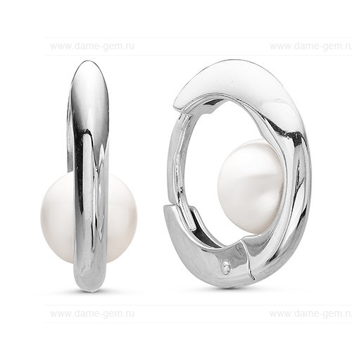 Серьги из серебра с белыми жемчужинами 6-6,5 мм. Артикул 10404