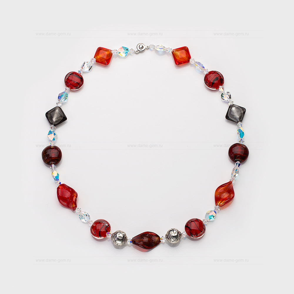 Ожерелье из муранского стекла и кристалов "Сваровски". Артикул 12499