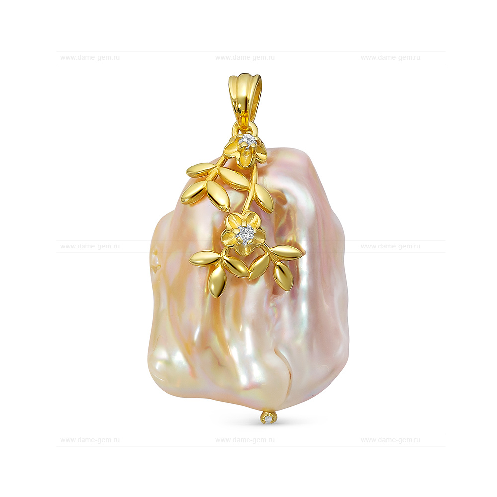 Кулон из серебра с розовой барочной жемчужиной 20 мм. Артикул 12766 Кулон из серебра с розовой барочной жемчужиной 20 мм. Артикул 12766