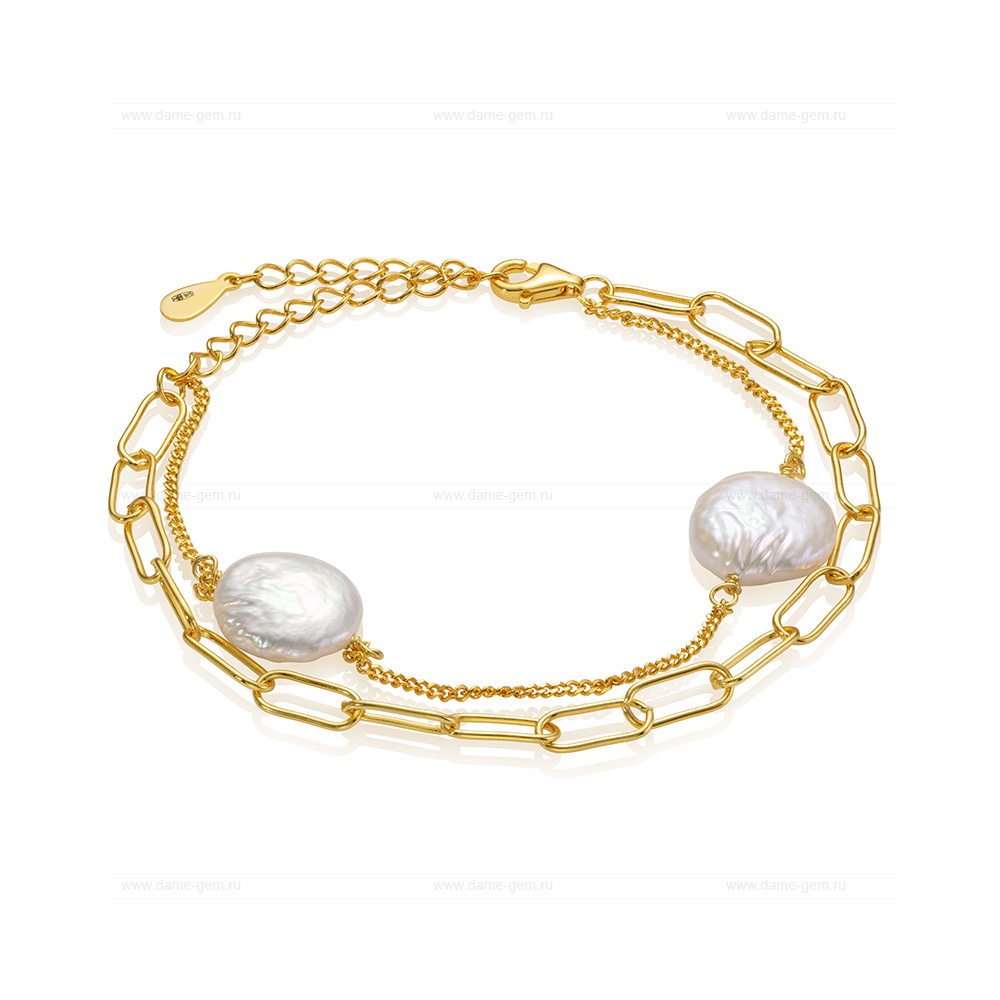 Браслет из серебра с белыми барочными жемчужинами 11-11,5 мм. Качество жемчуга наивысшее ААА. Артикул 12836 Браслет из серебра с белыми барочными жемчужинами 11-11,5 мм. Качество жемчуга наивысшее ААА. Артикул 12836