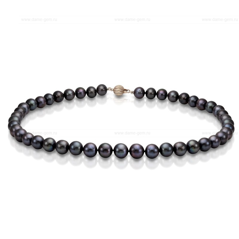Ожерелье из черного круглого речного жемчуга 8,5-9,5 мм. Качество жемчуга наивысшее ААА. Артикул 8307 Ожерелье из черного круглого речного жемчуга 8,5-9,5 мм. Качество жемчуга наивысшее ААА. Артикул 8307