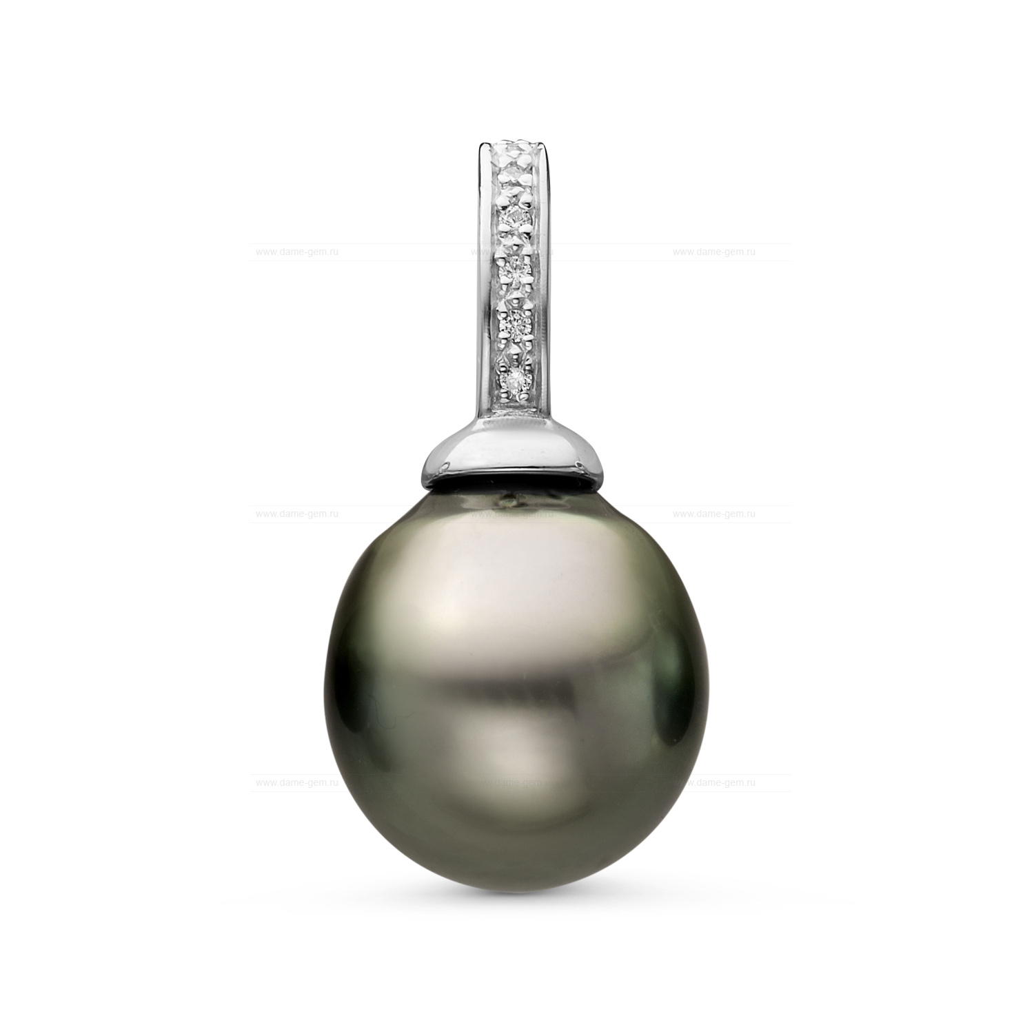 Кулон из серебра с черной Таитянской жемчужиной 12-12,5 мм. Артикул 11089