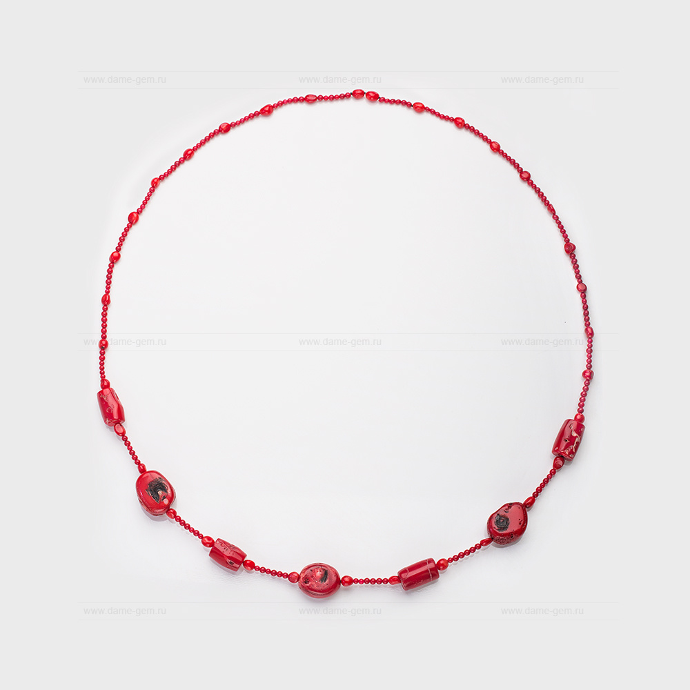 Длинные бусы из коралла и бисера. Артикул 12640