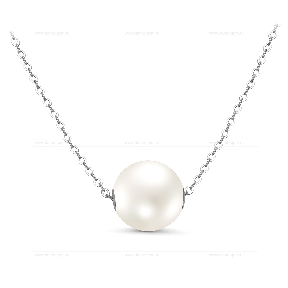 Цепочка из золота 585 пробы с белой морской Австралийской жемчужиной 12-12,5 мм. Артикул 9990