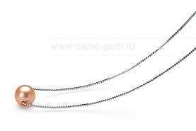 Цепочка из серебра 925 пробы с розовой речной жемчужиной 8,5-9,5 мм. Артикул 12048 Цепочка из серебра 925 пробы с розовой речной жемчужиной 8,5-9,5 мм. Артикул 12048