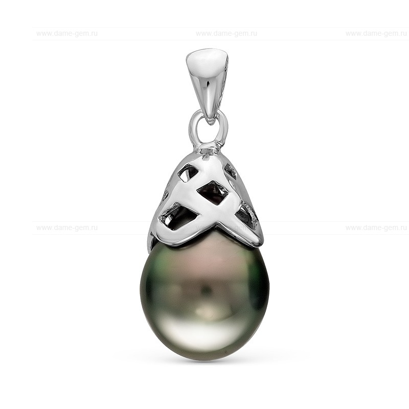 Подвеска из серебра с черной Таитянской жемчужиной 11-12 мм. Артикул 10249