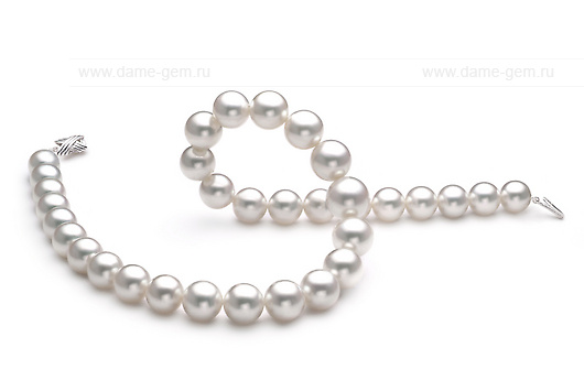 Ожерелье из белого морского жемчуга Акойя (Япония) 8-8,5 мм. Качество жемчуга наивысшее ААА. Артикул 8408