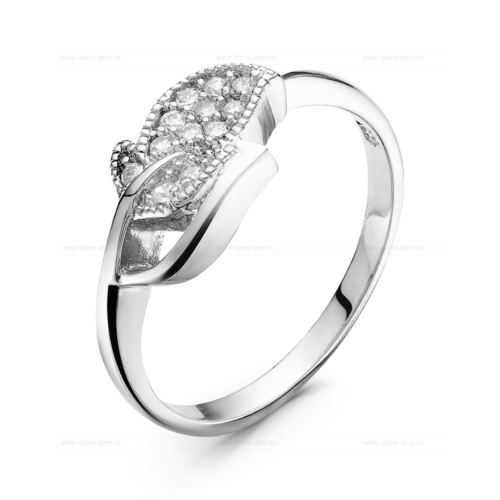 Кольцо из серебра 925 пробы, украшенное фианитами. Артикул 10624