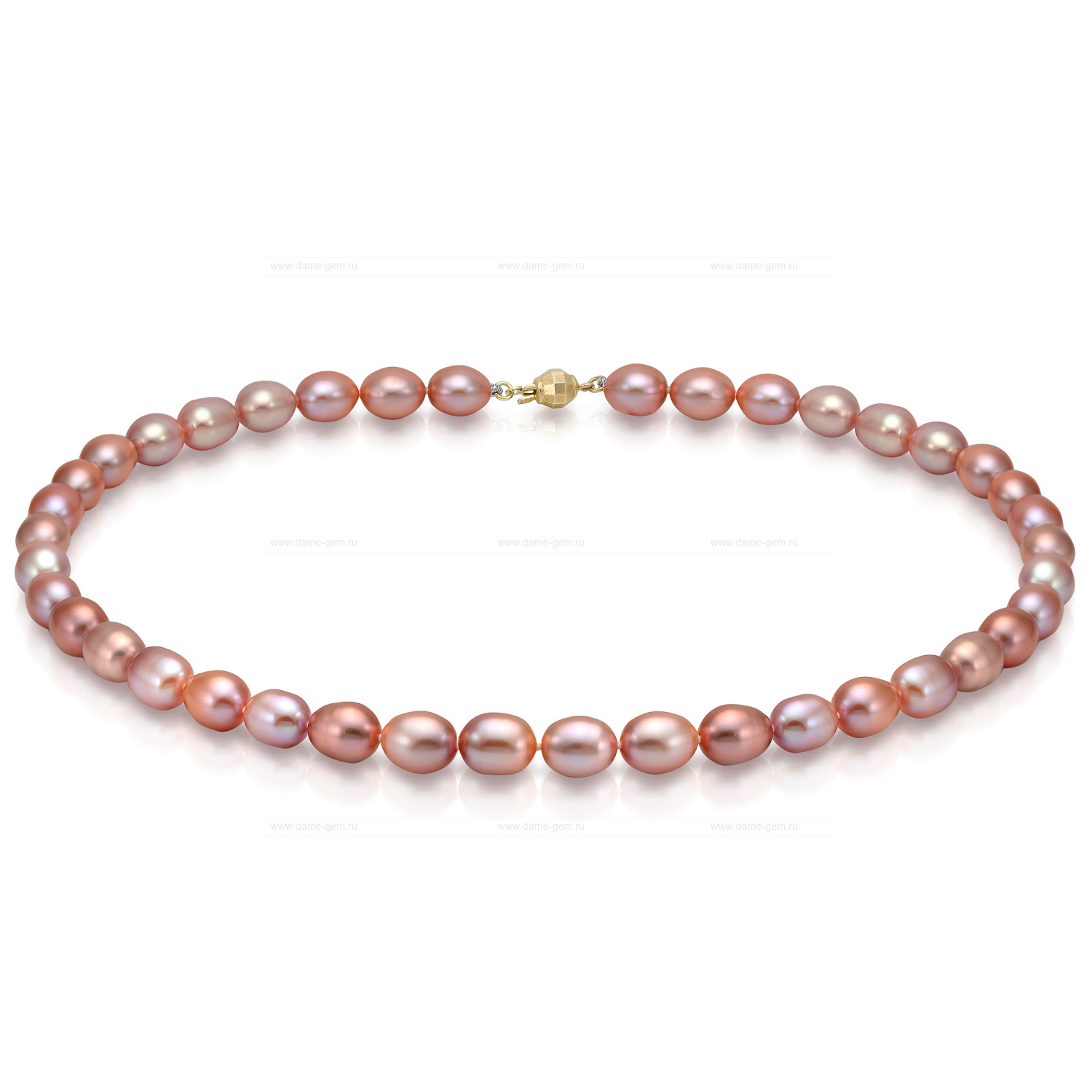 Ожерелье из лавандового рисообразного речного жемчуга 7,5-8 мм. Качество жемчуга наивысшее ААА. Артикул 7626