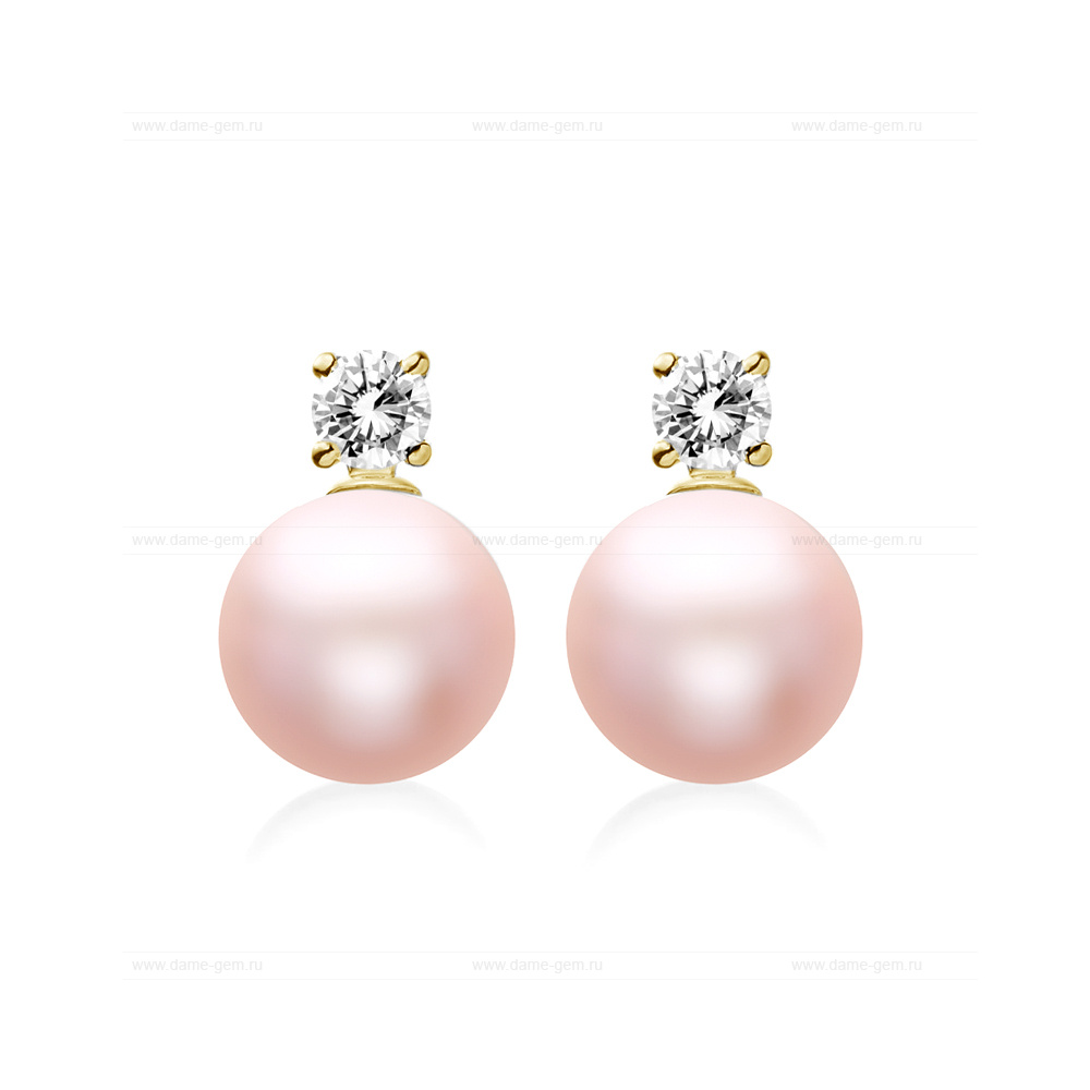 Серьги из серебра с розовыми жемчужинами 8,5-9 мм. Артикул 11827 Серьги из серебра с розовыми жемчужинами 8,5-9 мм. Артикул 11827