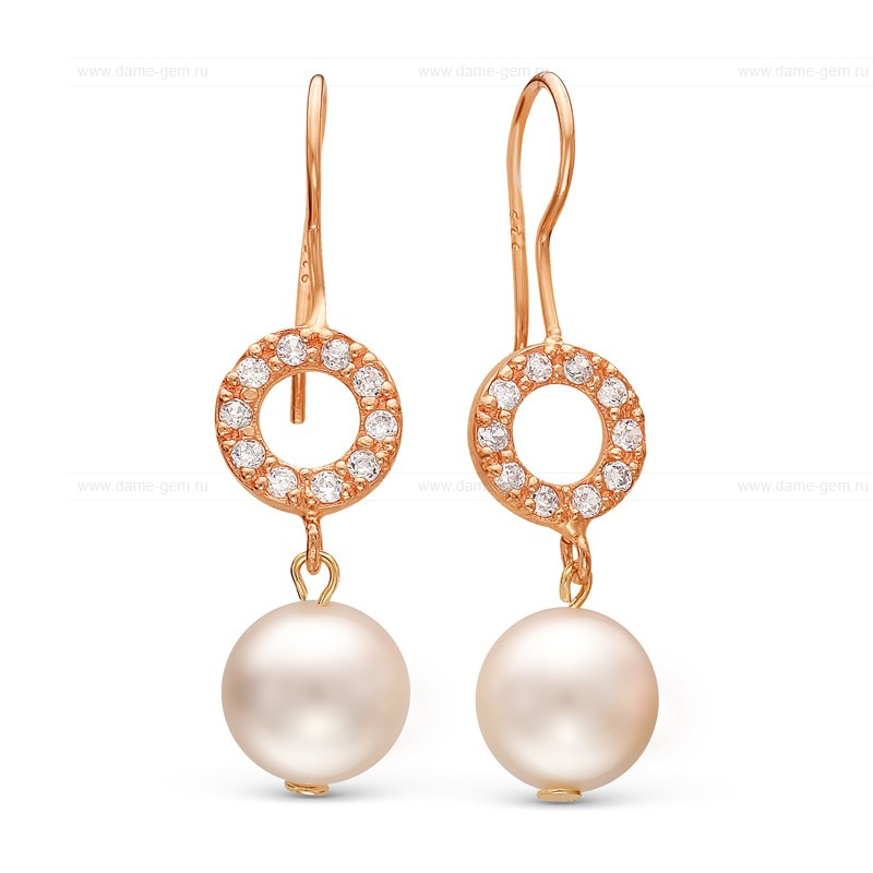 Серьги из серебра с белыми жемчужинами 9-9,5 мм. Артикул 10227 Серьги из серебра с белыми жемчужинами 9-9,5 мм. Артикул 10227