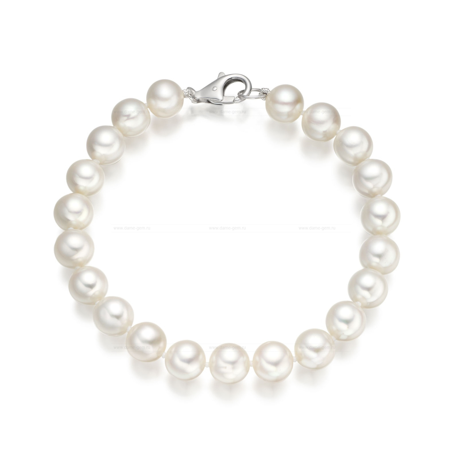 Браслет из белого круглого речного жемчуга 6-6,5 мм. Качество жемчуга наивысшее ААА. Артикул 11178