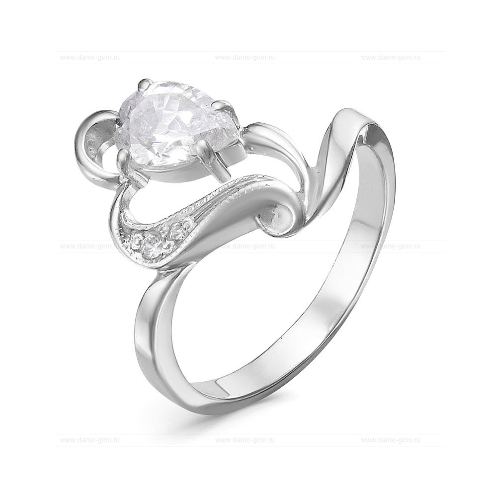 Кольцо из серебра 925 пробы, украшенное фианитами. Артикул 12568
