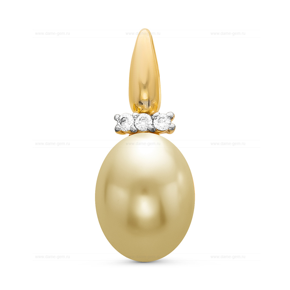 Подвеска из серебра с золотистой жемчужиной 8-8,5 мм. Артикул 10727