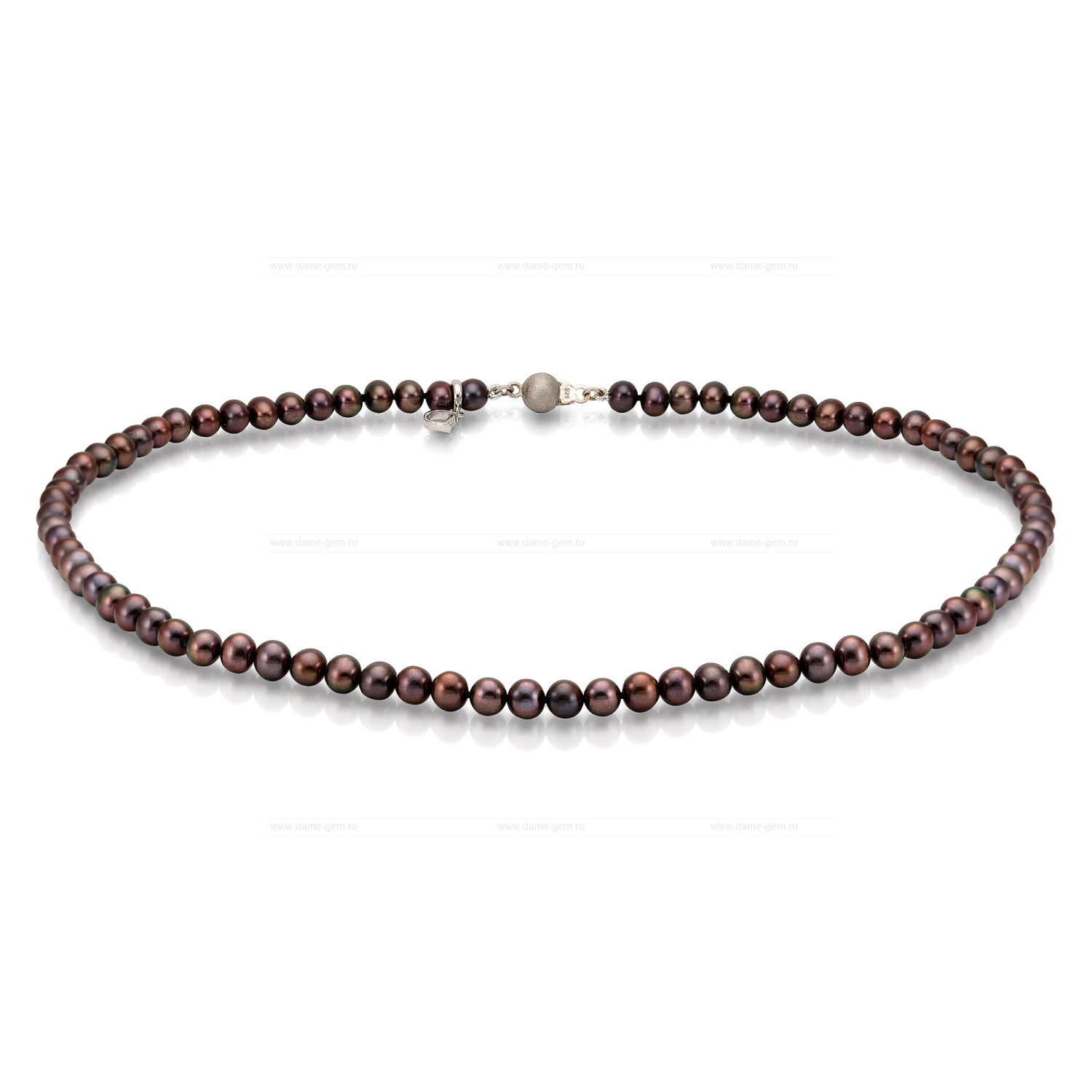 Ожерелье из темно-шоколадного морского жемчуга 6,5-7 мм. Качество жемчуга наивысшее ААА. Артикул 7628