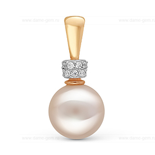 Кулон из желтого золота с белой жемчужиной 9,5-10 мм. Артикул 10264 Кулон из желтого золота с белой жемчужиной 9,5-10 мм. Артикул 10264