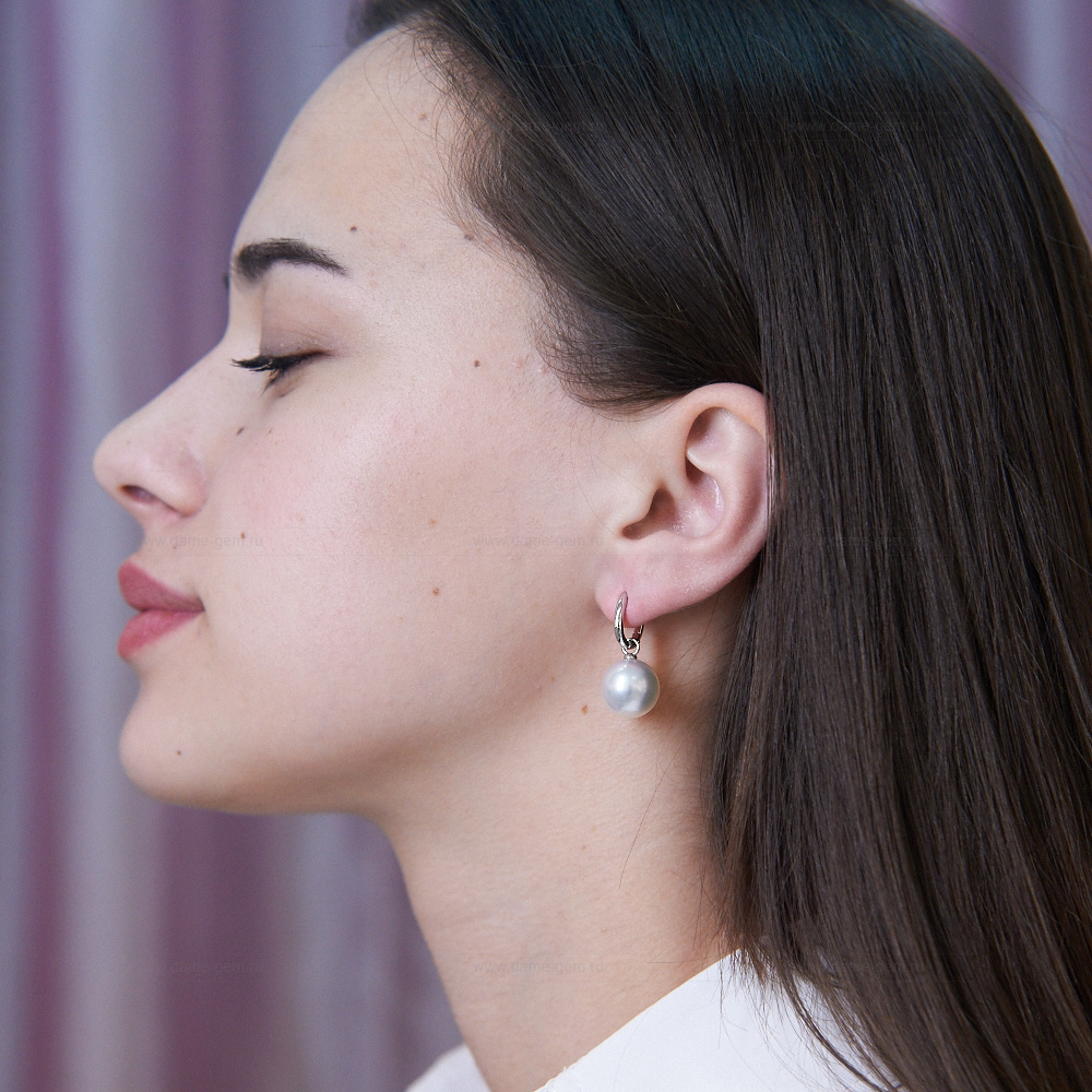 Серьги из золота с японскими речными жемчужинами 13-14 мм. Артикул 11250 Серьги из золота с японскими речными жемчужинами 13-14 мм. Артикул 11250