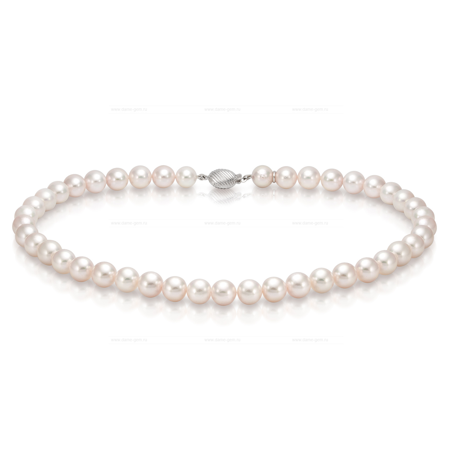 Ожерелье из белого морского жемчуга Акойя (Япония) 8,5-9 мм. Качество жемчуга высокое АА+. Артикул 8289
