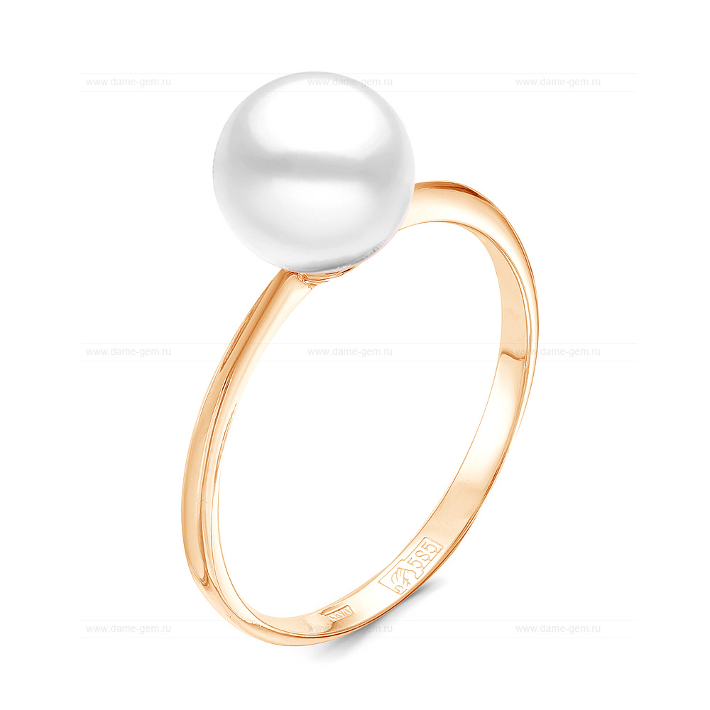 Кольцо из серебра 925 пробы с белой речной жемчужиной 7,5-8 мм. Артикул 11641