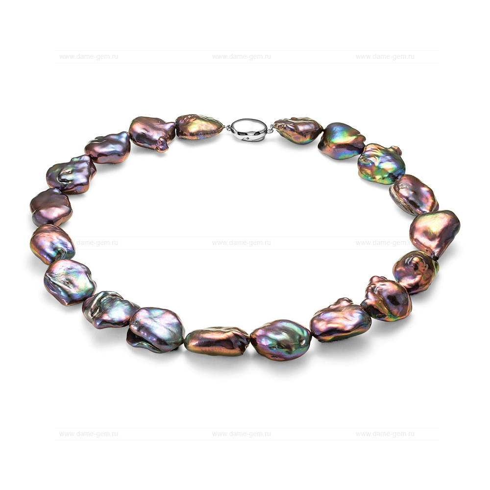 Ожерелье из черного барочного речного жемчуга 17-19 мм. Качество жемчуга наивысшее ААА. Артикул 11147