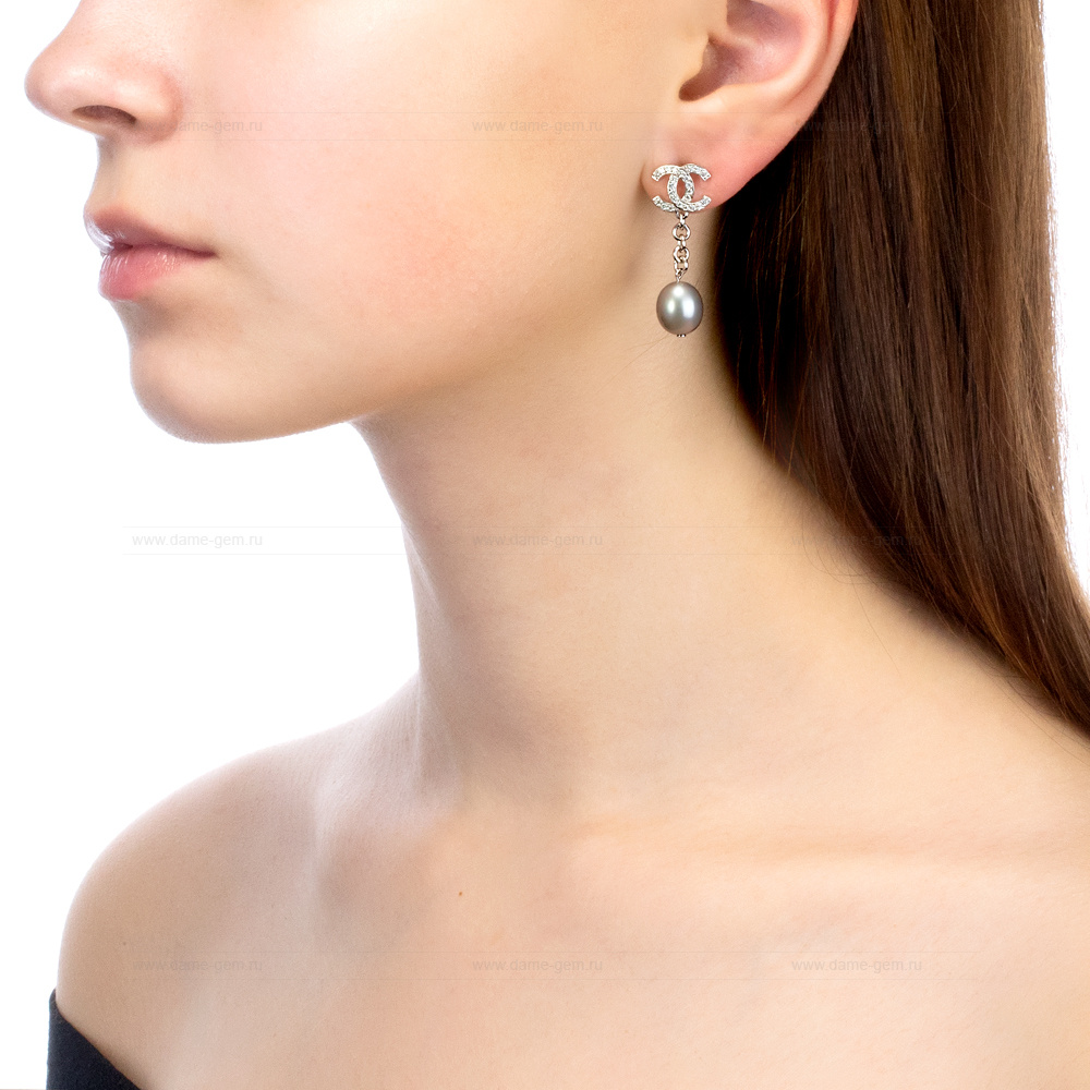 Серьги из серебра с серыми жемчужинами в форме капля 10-11 мм. Артикул 11258 Серьги из серебра с серыми жемчужинами в форме капля 10-11 мм. Артикул 11258