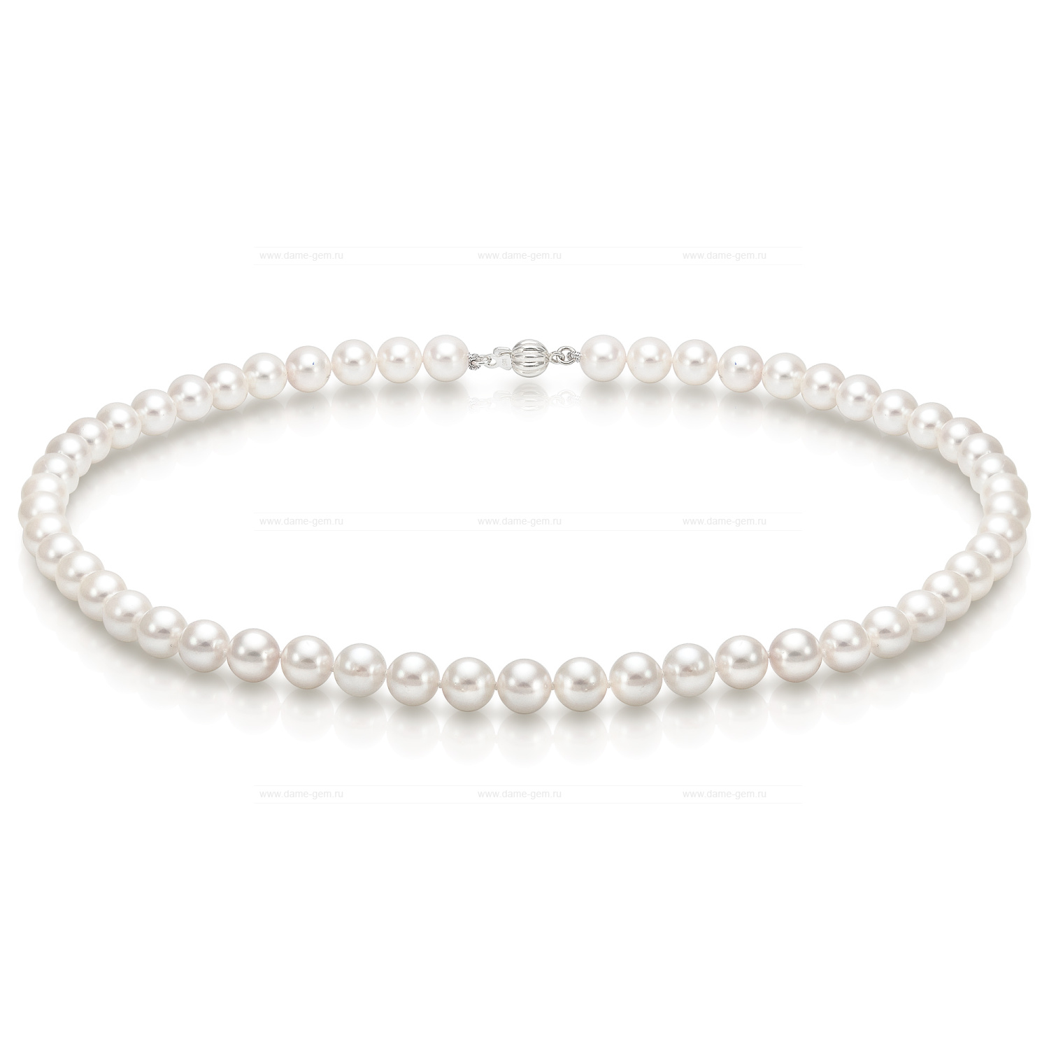 Ожерелье из белого круглого морского жемчуга 7,5-8 мм. Качество жемчуга наивысшее ААА. Артикул 7657