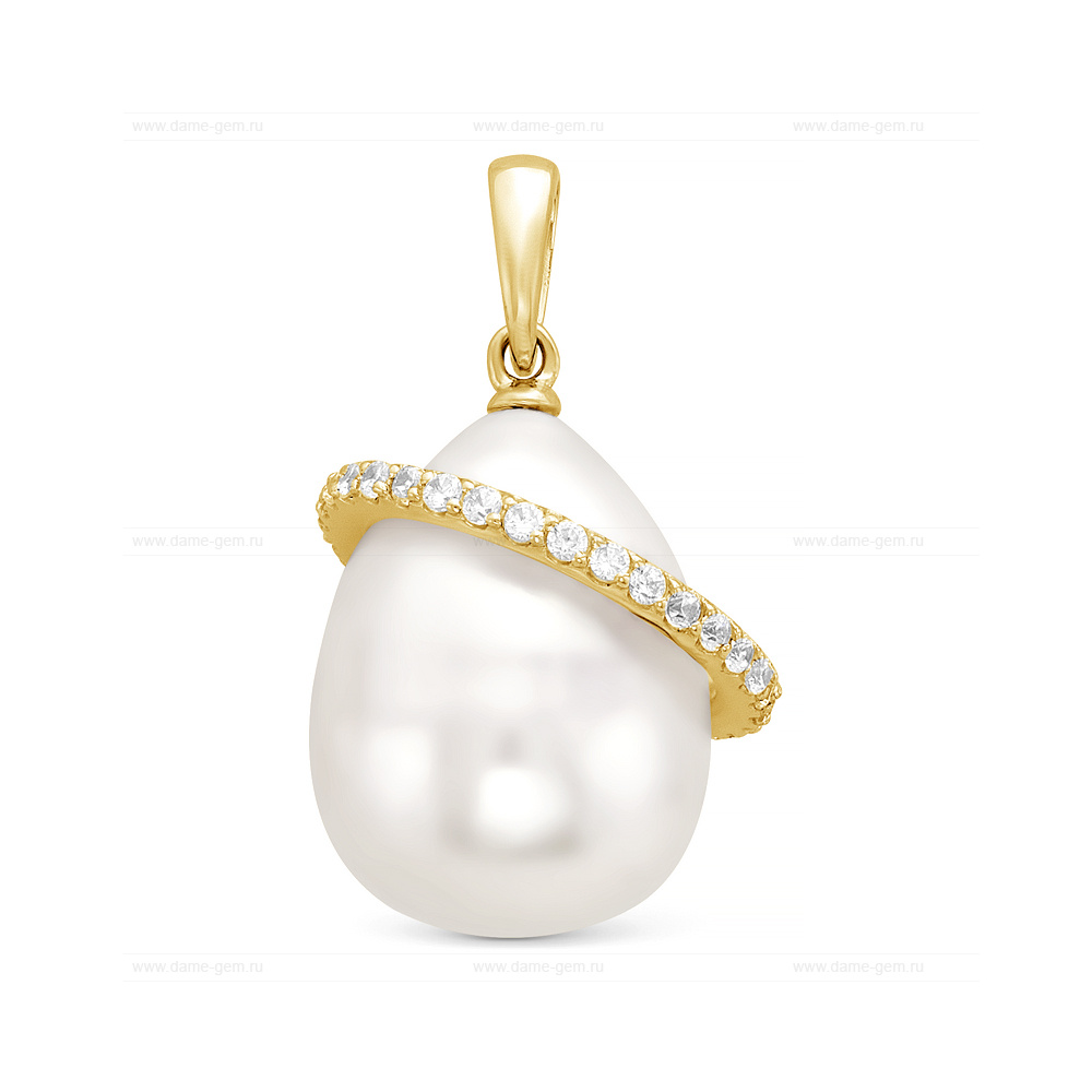 Кулон из серебра с каплевидной жемчужиной 12-12,5 мм. Артикул 11475