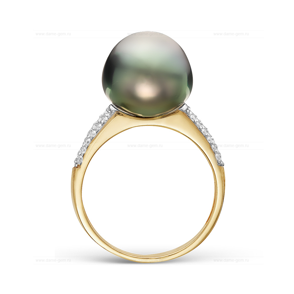 Кольцо из серебра 925 пробы с Таитянской морской жемчужиной 11,6-11,9 мм. Артикул 10893