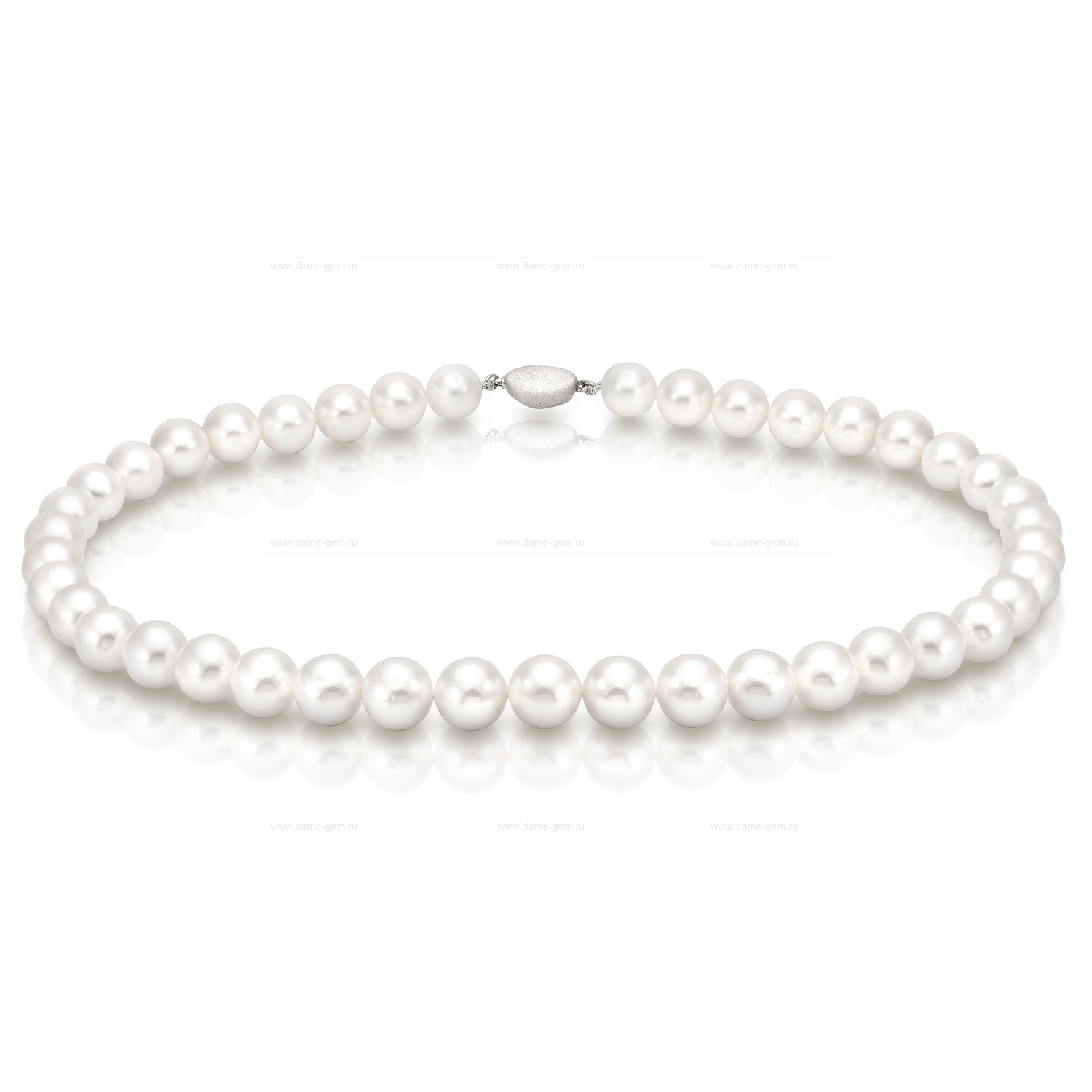 Ожерелье из белого круглого морского жемчуга 9-11,5 мм. Качество жемчуга высокое АА+. Артикул 10572