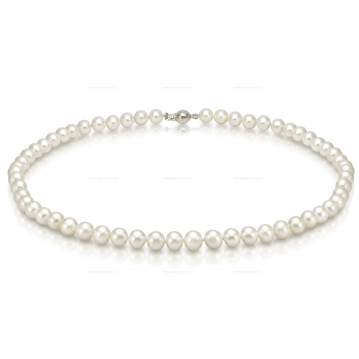 Ожерелье из белого круглого речного жемчуга 7-7,5 мм. Качество жемчуга высокое АА+. Артикул 12810 Ожерелье из белого круглого речного жемчуга 7-7,5 мм. Качество жемчуга высокое АА+. Артикул 12810