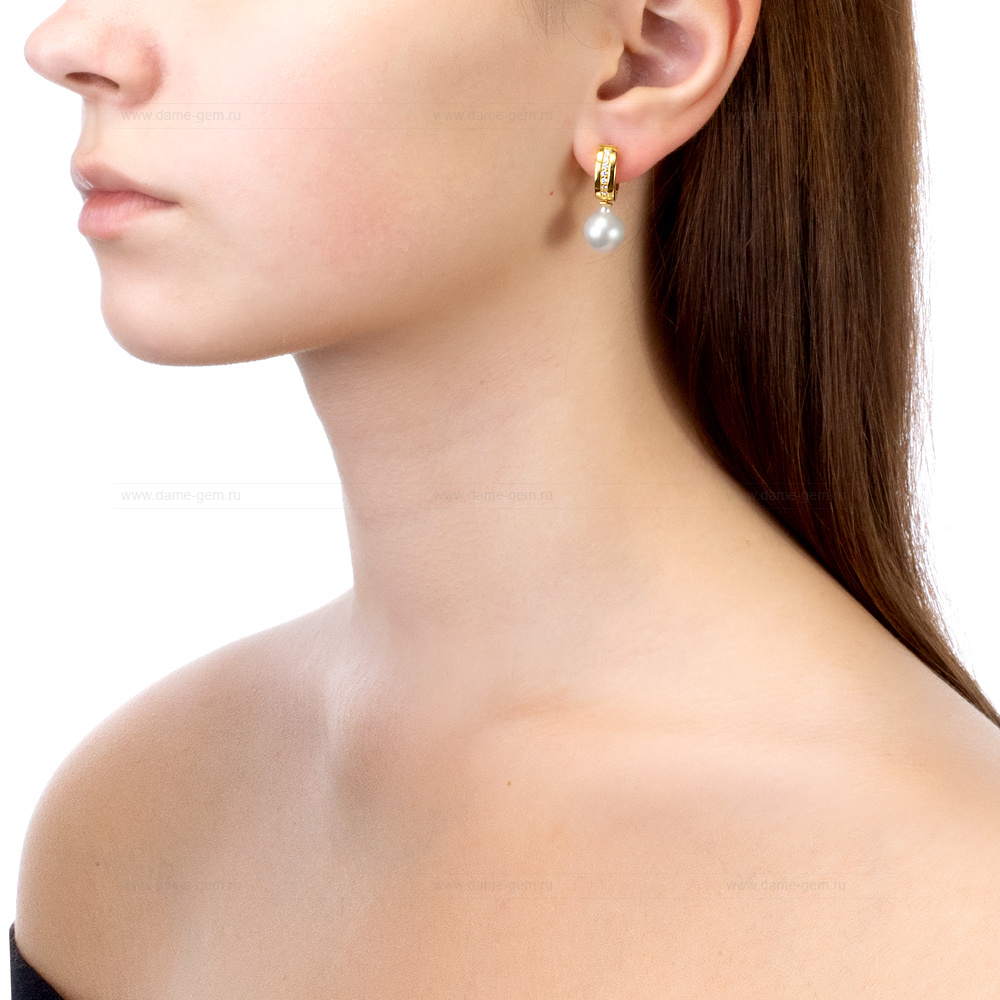 Серьги из серебра с Австралийскими жемчужинами 10-10,5 мм. Артикул 12161 Серьги из серебра с Австралийскими жемчужинами 10-10,5 мм. Артикул 12161