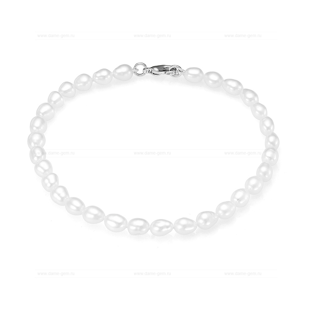 Браслет из белого барочного речного жемчуга 4,5 мм. Качество жемчуга наивысшее ААА. Артикул 10746 Браслет из белого барочного речного жемчуга 4,5 мм. Качество жемчуга наивысшее ААА. Артикул 10746