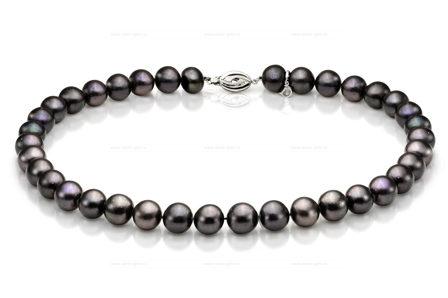 Ожерелье из черного круглого речного жемчуга 9,5-10,5 мм. Качество жемчуга наивысшее ААА.  Артикул 8300 Ожерелье из черного круглого речного жемчуга 9,5-10,5 мм. Качество жемчуга наивысшее ААА.  Артикул 8300