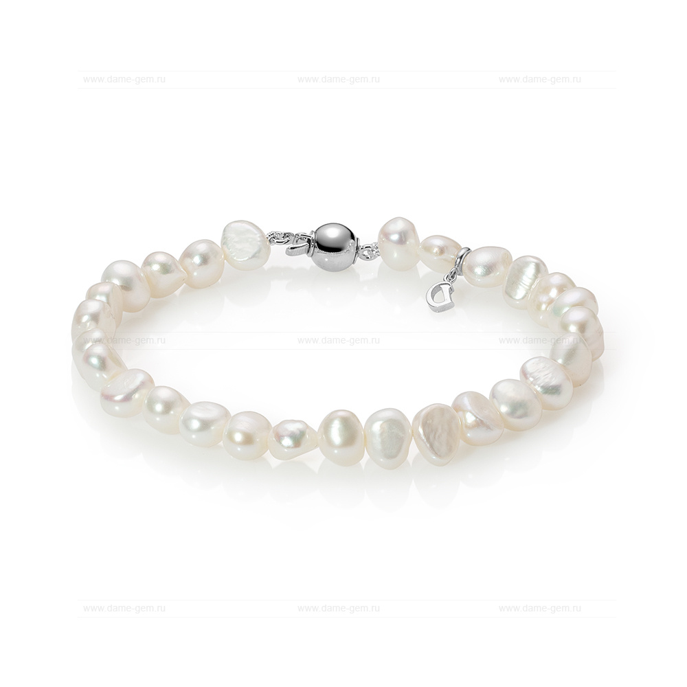 Браслет из белого барочного речного жемчуга 7-7,5 мм. Качество жемчуга наивысшее ААА. Артикул 11830 Браслет из белого барочного речного жемчуга 7-7,5 мм. Качество жемчуга наивысшее ААА. Артикул 11830