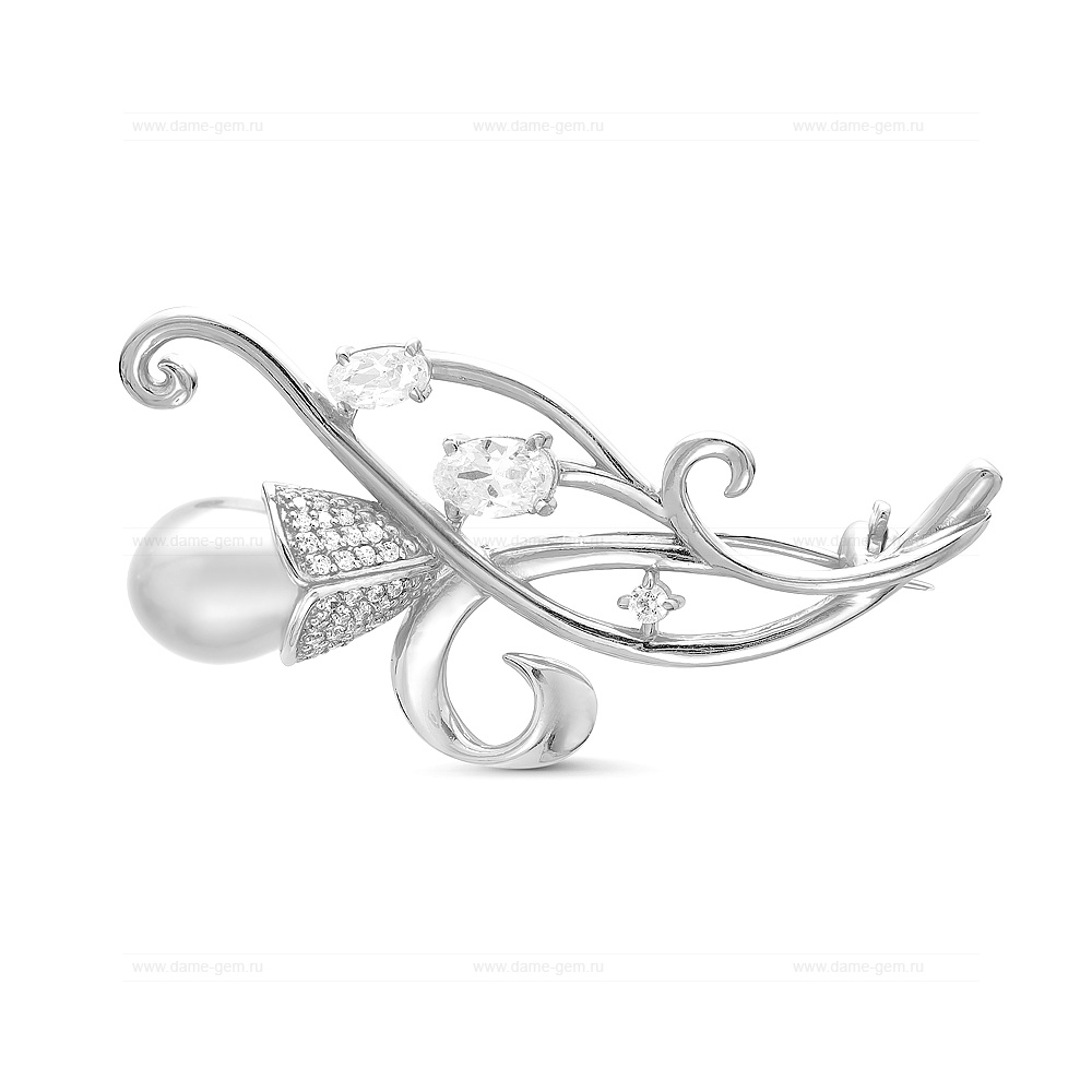 Брошь из серебра с морской Австралийской жемчужиной 9-9,5 мм. Артикул 12108 Брошь из серебра с морской Австралийской жемчужиной 9-9,5 мм. Артикул 12108