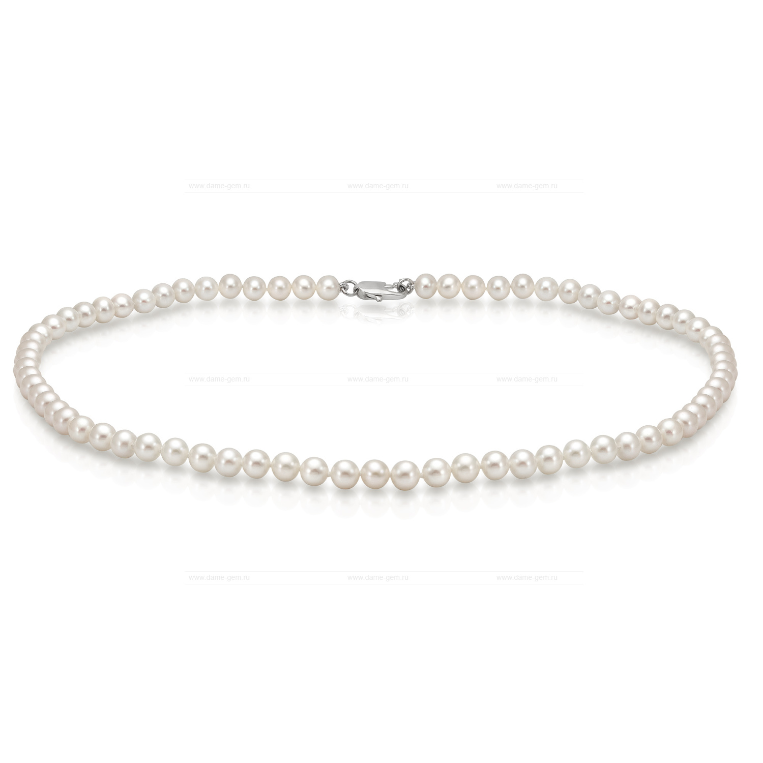 Ожерелье из белого круглого речного жемчуга 6-6,5 мм. Качество жемчуга наивысшее ААА. Артикул 11141