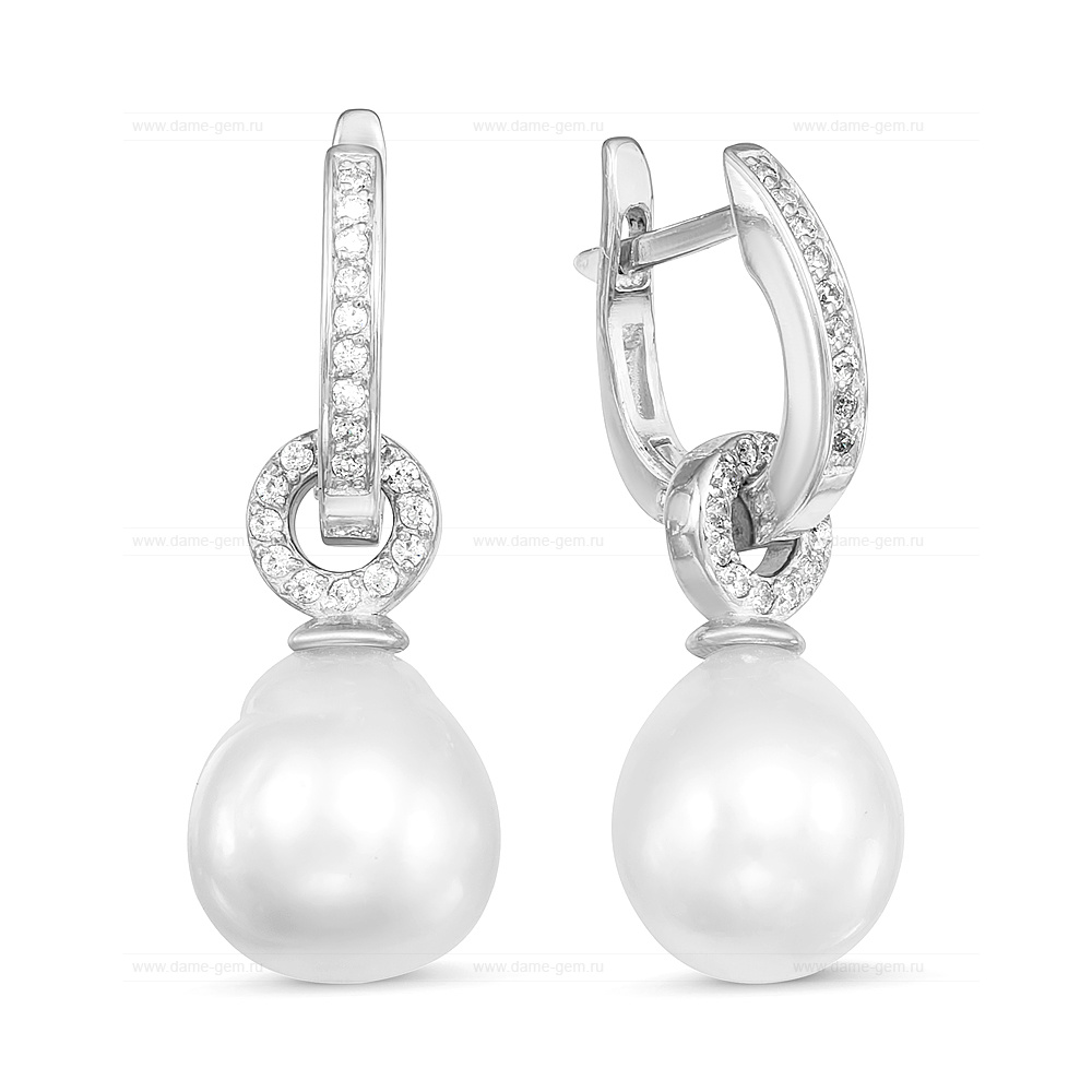 Серьги из серебра с Австралийскими жемчужинами 9-9,5 мм. Артикул 12154 Серьги из серебра с Австралийскими жемчужинами 9-9,5 мм. Артикул 12154