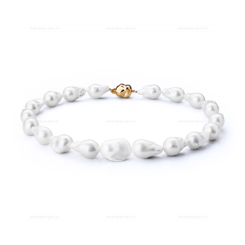 Ожерелье из белого японского барочного жемчуга 16-18 мм. Качество жемчуга наивысшее ААА. Артикул 7704