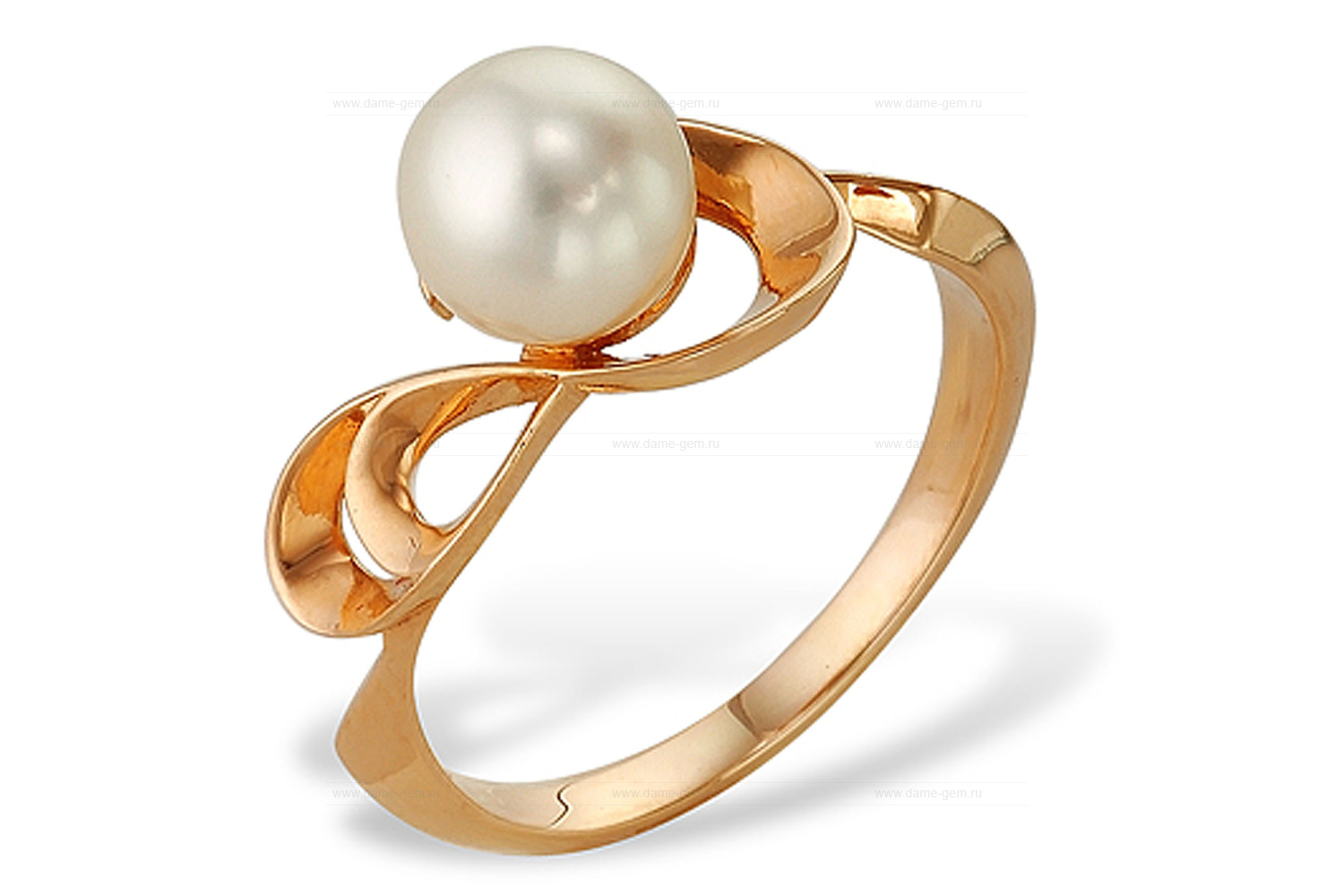 Кольцо из серебра 925 пробы с белой речной жемчужиной 7-7,5 мм. Артикул 11013