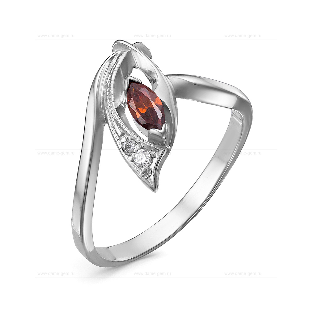 Кольцо из серебра 925 пробы, украшенное фианитами. Артикул 12565