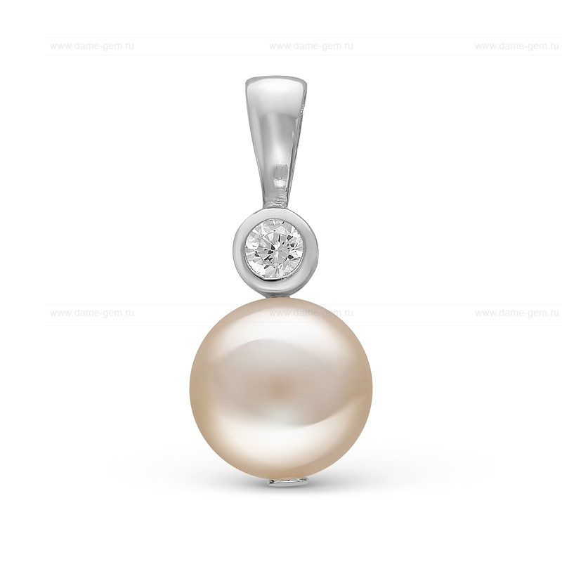 Подвеска из серебра с белой речной жемчужиной 9-10 мм. Артикул 10251